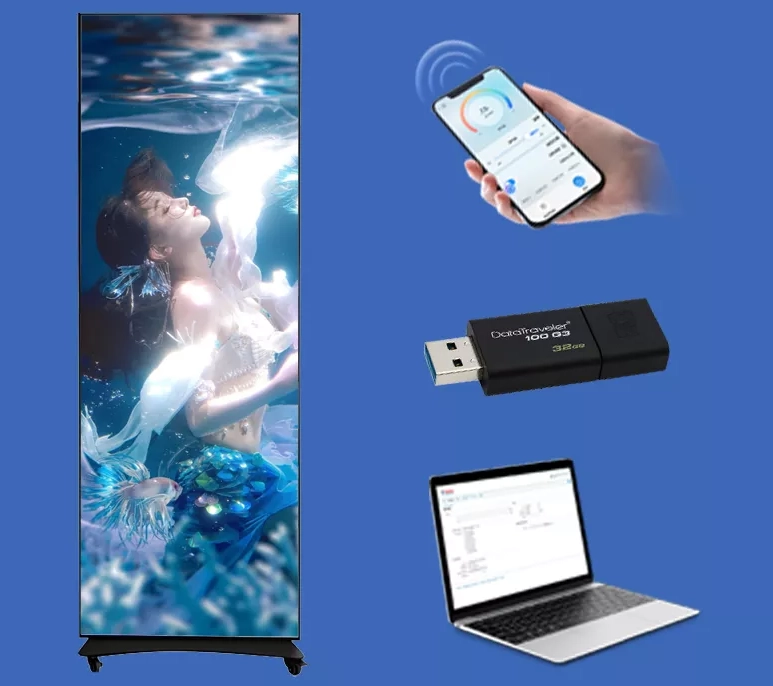 connect the screen with USB stick or WiFi