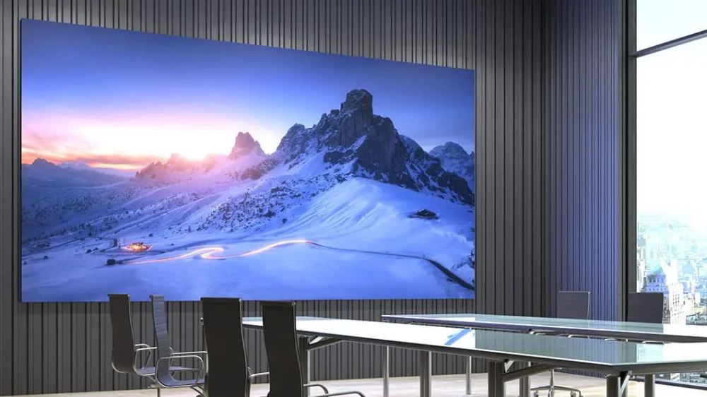 4K LED wall about snow-capped mountains