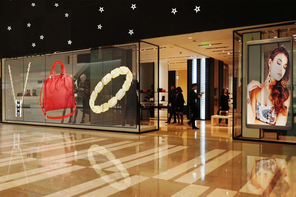 transparent LED displays in shop windows
