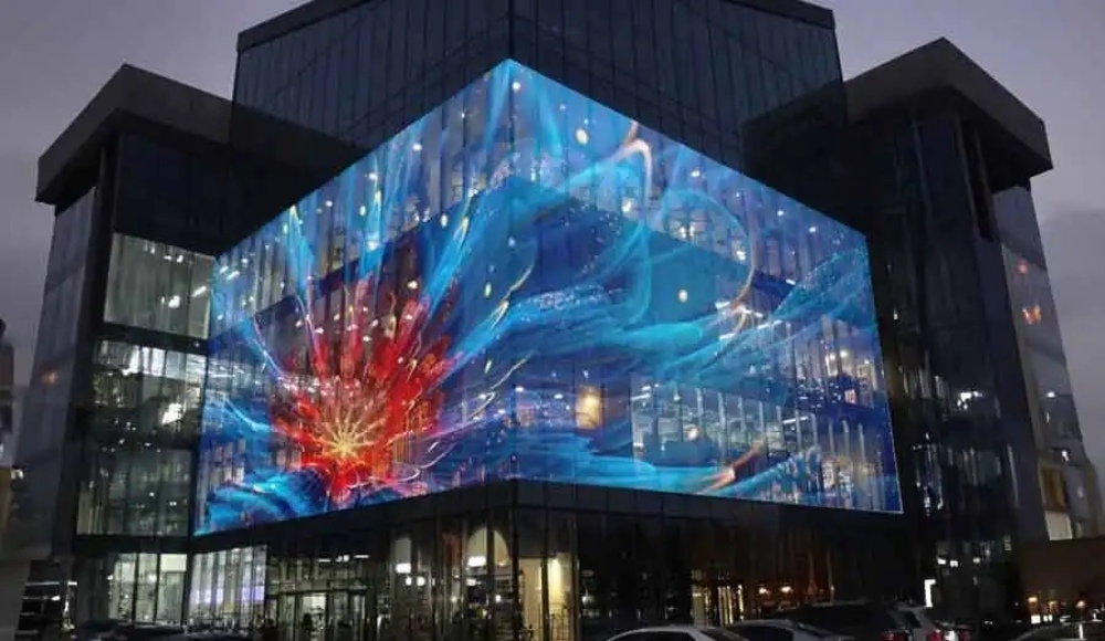 LED screens displayed on the building