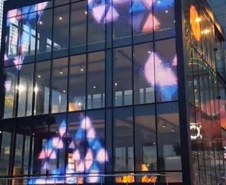 transparent LED displays on the building
