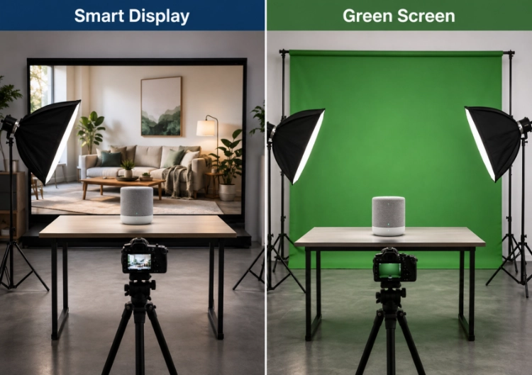 smart display vs green screen for live streaming